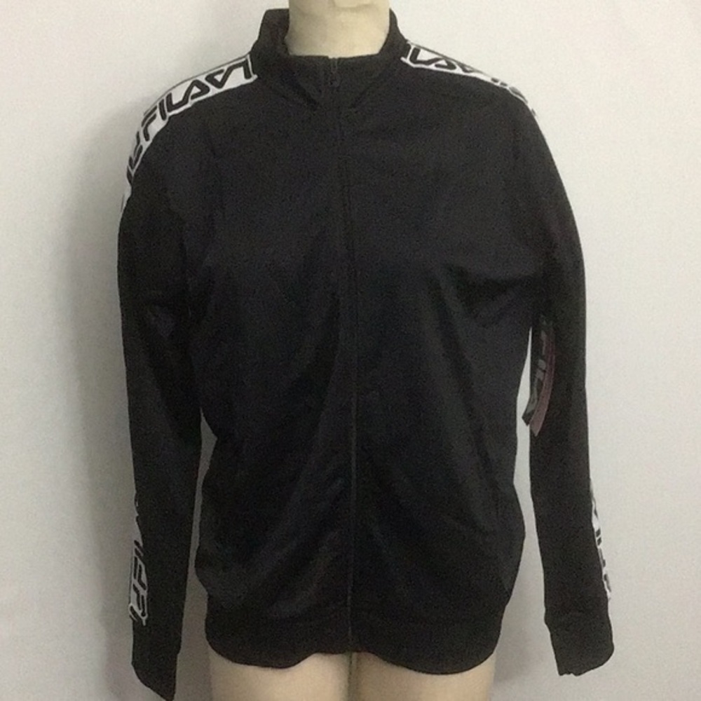NWT FILA Ladies Spell Out Retro Track Jacket Size XL Black & White
